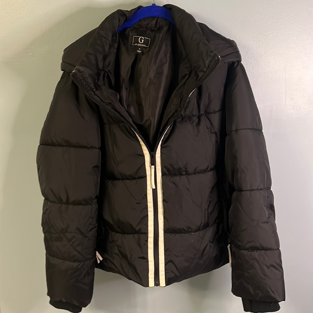 Black puffer jacket G by Giuliana. Good condition. XL